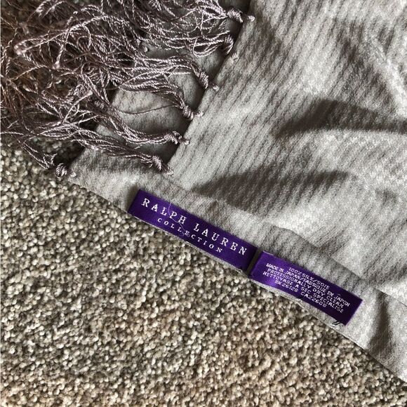 RALPH LAUREN COLLECTION PURPLE LABEL 100% SILK SCARF GRAY - Picture 3 of 7